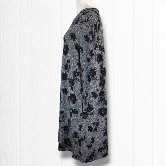 Apt. 9 Women's Gray Floral Crew Neck Mini Sweater Dress Size XL - Picture 9 of 13